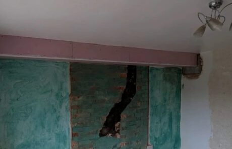 Interior wall after chimney breast removal during a renovation in Taunton