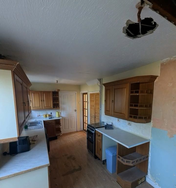 Existing kitchen and worktops before renovation at the Cannington property
