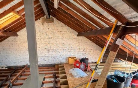 Structural steelwork and new floor framing during a loft conversion in Burnham-on-Sea